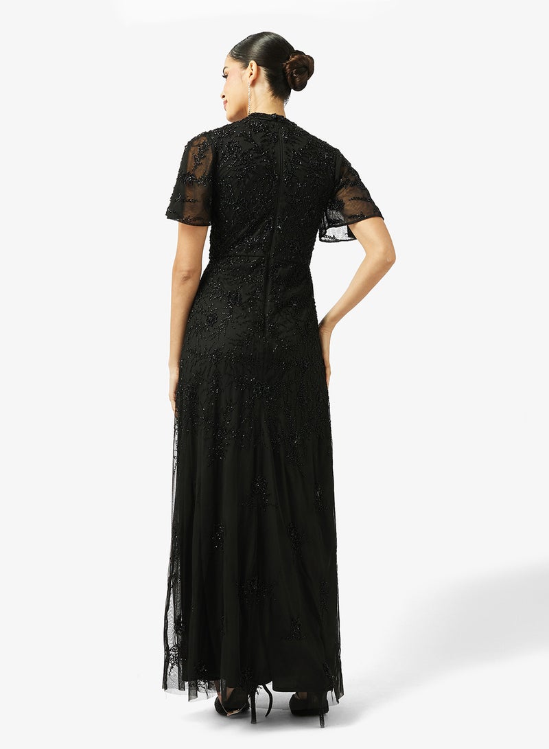 بيوت فستان ماكسي مزين بياقة دائرية - Image 2